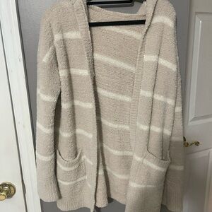 339 Cozy Beige Striped Women's Sweater